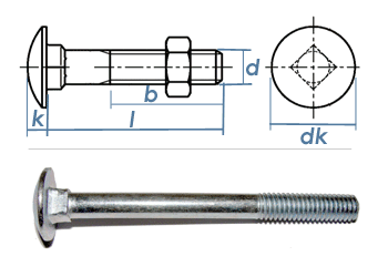 M5 x 25mm Torbandschrauben DIN603 Stahl verzinkt (10 Stk.)