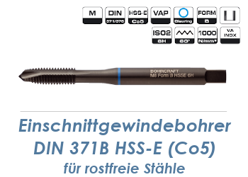 M10 Einschnittgewindebohrer DIN371B HSS-E für Edelstahl (1 Stk.)