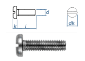 M3 x 16mm Flachkopfschraube DIN85 Edelstahl A2  (100 Stk.)