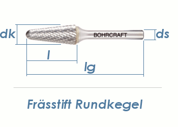 8mm HM-Frässtift Rundkegel (1 Stk.)