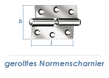 50 x 40mm Normenscharnier Links gerollt vernickelt (1 Stk.)