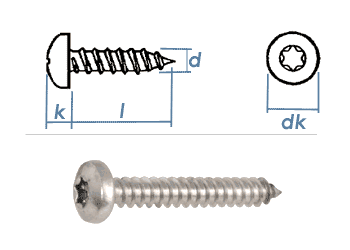 3,5 x 13mm Blechschrauben Linsenkopf TX Edelstahl A2 DIN7981  (100 Stk.)