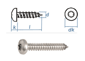 3,9 x 13mm Blechschrauben Linsenkopf TX Edelstahl A2 DIN7981 (10 Stk.)