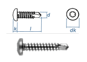 3,9 x 25mm Bohrschrauben Linsenkopf TX DIN7504 Edelstahl A2  (10 Stk.)