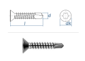 3,9 x 13mm Bohrschrauben Senkkopf TX DIN7504 Edelstahl A2 (10 Stk.)