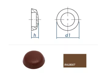Abdeckkappen f. 3,9mm Kappenschrauben - RAL8007 Braun (100 Stk.)