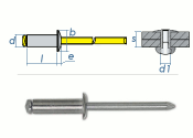 3 x 12mm Blindniete Alu/Stahl DIN7337 (100 Stk.)