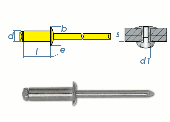 3 x 8mm Blindniete Stahl/Stahl DIN7337 (10 Stk.)