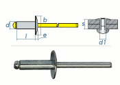 5 x 12mm Blindniete Alu/Stahl m. gro&szlig;em Kopf (10 Stk.)