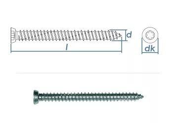 7,5 x 42mm Rahmenschrauben mit Senkkopf TX30 Stahl verzinkt (10 Stk.)