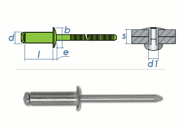 4,8 x 20mm Blindniete Edelstahl A2 DIN7337 (10 Stk.)