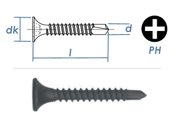 3,5 x 45mm Schnellbauschrauben mit Bohrspitze Stahl phosphatiert (100 Stk.)