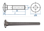 M12 x 90mm Torbandschrauben DIN603 Edelstahl A2 (1 Stk.)