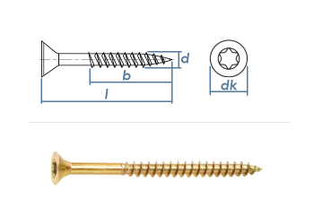 6 x 90mm Spanplattenschrauben TG TX Stahl gelb verzinkt (10 Stk.)