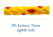 7mm PP- Schnur Rundgeflochten Gelb-Rot (je 1 lfm)