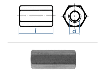 M10 x 25mm Gewindemuffe Sechskant Edelstahl A2 (1 Stk.)