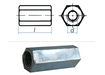 M16 x 40mm Gewindemuffe Sechskant Stahl verzinkt  (1 Stk.)