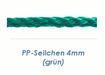 4mm PP- Seilchen 8-fach geflochten, grün (je 1 lfm)