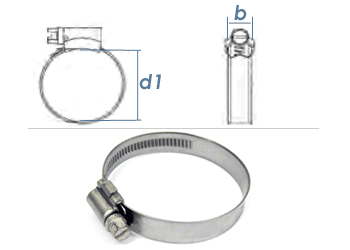 40-60mm / 9mm Band Schlauchklemmen Edelstahl A2 (1 Stk.)