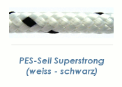 9mm PES- Seil SUPERSTRONG weiß/schwarz (je 1 lfm)
