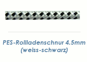 4,5mm PES- Rolladenschnur weiß/schwarz  (je 1 lfm)