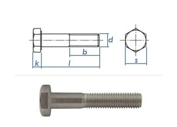 M6 x 60mm Sechskantschrauben DIN931 Teilgewinde Edelstahl A2 (10 Stk.)