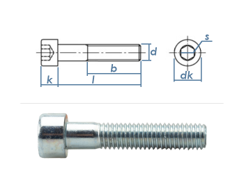 M10 x 65mm Zylinderschrauben DIN912 Stahl verzinkt FKL 8.8  (1 Stk.)