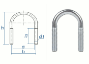 M6 x 23 x 40mm (1/2&quot;) Rundstahlb&uuml;gel &auml;hnl. DIN3570 Stahl verzinkt (1 Stk.)