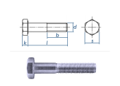 M5 x 80mm Sechskantschrauben DIN931 Teilgewinde Stahl verzinkt FKL8.8 (10 Stk.)