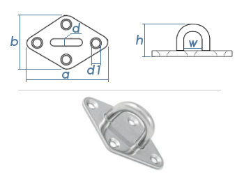 27mm Bügelkrampe mit viereckiger Platte Edelstahl A2 (1 Stk.)