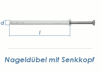 6 x 80mm Nageldübel m. Senkkopf (10 Stk.)
