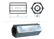 M14 x 50mm Gewindemuffe Sechskant SW22 Stahl verzinkt  (1...