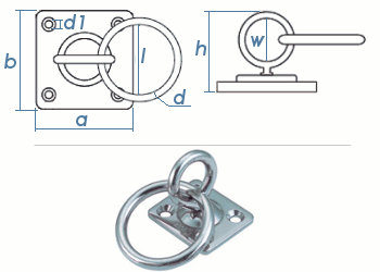 40 x 40mm Bügelkrampe mit Wirbel und Ring Edelstahl A2 (1 Stk.)