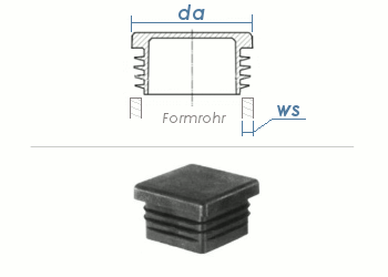 120 x 120mm / WS:2,5-5mm Lamellenstopfen quadratisch PE schwarz (1 Stk.)