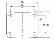 125 x 37mm Lenkrolle Vollgummi ohne Feststeller mit Anschraubplatte (1 Stk.)