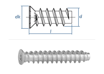 6,3 x 11mm Euroschrauben Senkkopf verzinkt (100 Stk.)