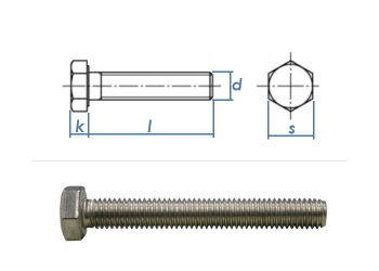 M5 x 20mm Sechskantschrauben DIN933 Vollgewinde Edelstahl A2 (10 Stk.)