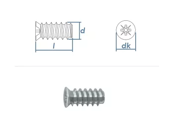 6,3 x 13mm Euroschrauben kl. Senkkopf PZ Stahl verzinkt (100 Stk.)