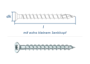 3 x 16mm Scharnierschrauben PZ weiss verzinkt  (100 Stk.)