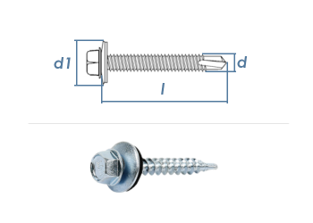 6,3 x 25mm Fassadenschrauben verzinkt mit Bohrspitze u. EPDM Dichtscheibe (10 Stk.)