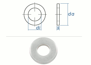 5,3mm Scheiben f. Schrauben m. schweren Spannhülsen DIN7349 Edelstahl A2 (10 Stk.)