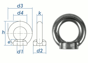 M10 Ringmutter ähnl. DIN 582 Edelstahl A2 - gegossene Form (1 Stk.)