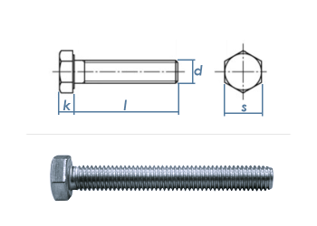 M6 x 60mm Sechskantschrauben DIN933 Vollgewinde Stahl verzinkt FKL8.8 (10 Stk.)