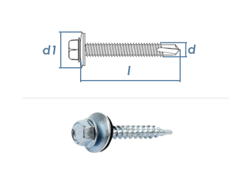 4,8 x 35mm Fassadenschrauben verzinkt mit Bohrspitze u. EPDM Dichtscheibe (10 Stk.)