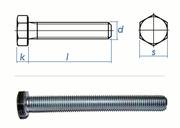 M8 x 80mm Sechskantschrauben DIN933 Vollgewinde Stahl verzinkt FKL8.8 (10 Stk.)