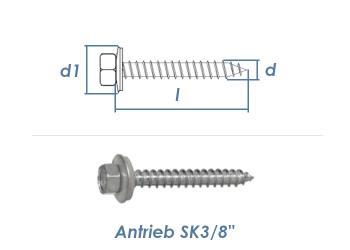 6,5 x 32mm Fassadenschrauben verzinkt mit EPDM Dichtscheibe (10 Stk.)