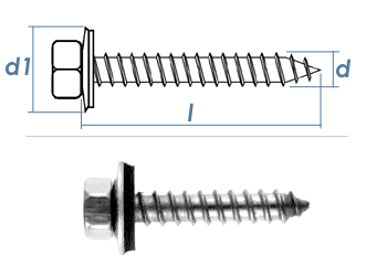 6,5 x 25mm Fassadenschrauben Edelstahl A2 mit EPDM Dichtscheibe (10 Stk.)