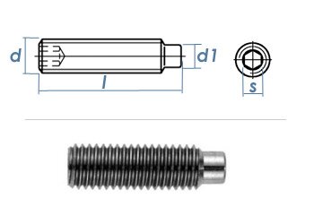 M5 x 10mm Gewindestift Zapfen DIN915 Edelstahl A2 (10 Stk.)