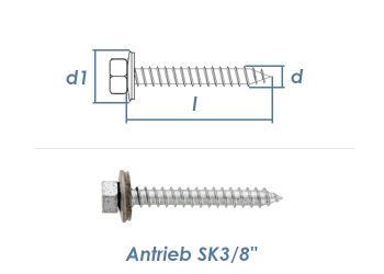 6,5 x 32mm Fassadenschrauben Edelstahl A2 mit EPDM Dichtscheibe (10 Stk.)