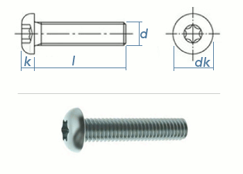 M4 x 16mm Linsenflachkopfschraube TX ISO7380-1 Edelstahl A2 (10 Stk.)